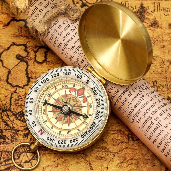 

outdoor gadgets camping hiking pocket brass golden compass portable mini navigation for activities