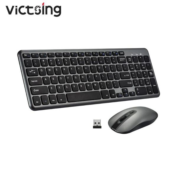 

victsing pc209 2.4g wireless keyboard and mouse combo silent click ultra slim set with usb receiver for computer combos