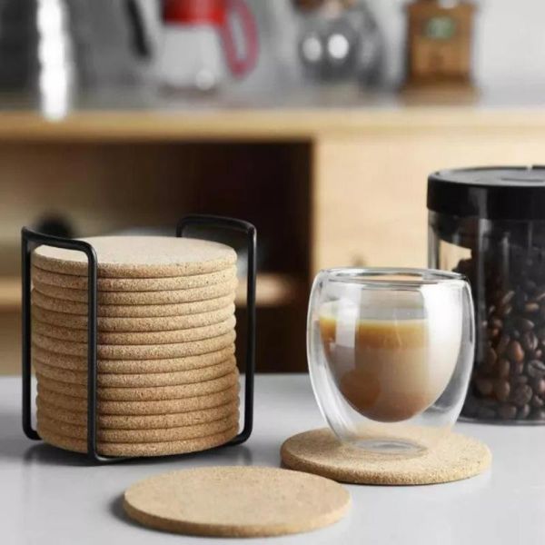 

mats & pads 8/16pcs round ordinary durable cork family wedding banquet wine coffee beverage teacup non-slip placemat household goods