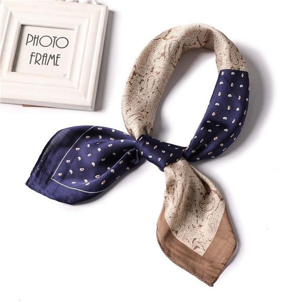 

scarves ethnic style silk scarf women 2021 square scarfs 70*70cm cashew pattern two color patchwork neckerchief hair femme, Blue;gray
