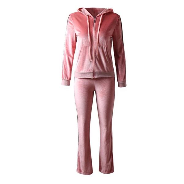 

two piece dress set and pants women tracksuit 2021 fall fashion velvet sweatsuits plus size clothing casual matching sets 8249, White