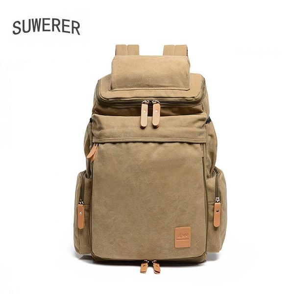 

backpack suwerer retro men and women outdoor canvas 15.6-inch large-capacity