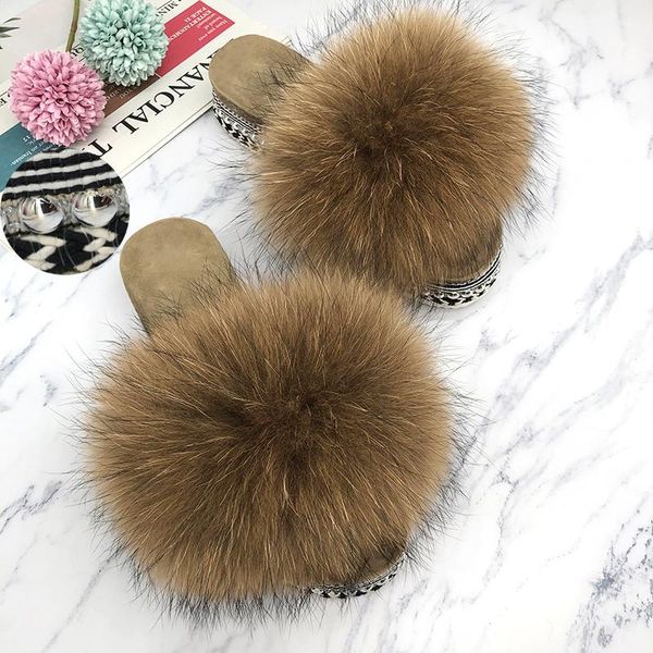 

slippers women summer rivets platform shoes sandals for real fur heels luxury slides 2021 fashion outdoor ladies, Black