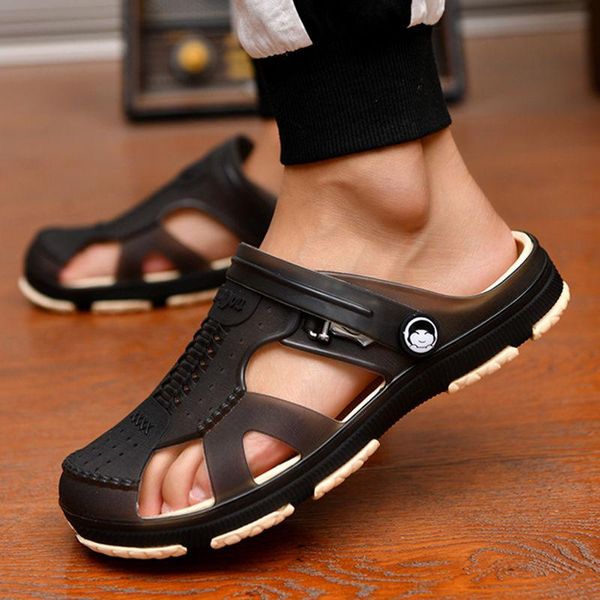 

slippers summer men sandals camouflage slipper comfortable man shoes fashion sandalia casual flip flops flat sandal tx439, Black