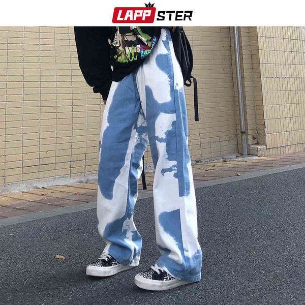 LAPPSTER Uomini Mucche Y2k Streetwear Jeans Larghi 2022 Uomo Bianco Hip Hop A Vita Alta Tuta Maschile Vintage Denim Pantaloni Bottoms 0309