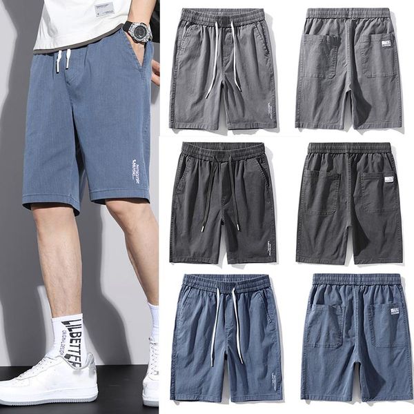 

men's shorts elatic loose style causual logo side pocket trendy pants, White;black