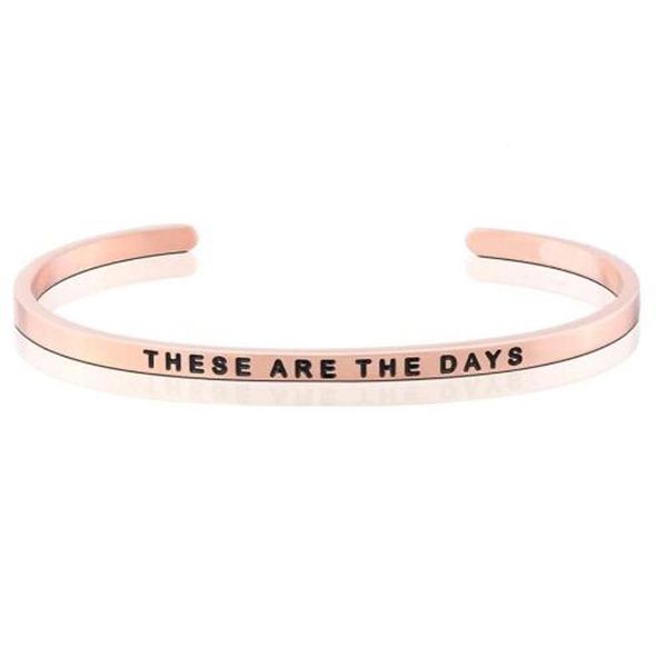 

bangle 4mm these are the days est mantra bracelet custom name bar stainless steel open cuff, Black