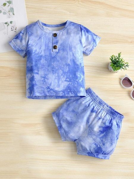 

baby tie dye button detail tee & shorts she, White