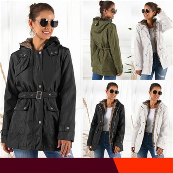 

womens padded jacket fashion trend long sleeve thicken zipper button hooded outerwear designer female winter casual loose mid-length coats, Black