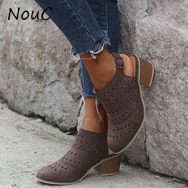 

nouc large size 43 women pumps 2021 est spring summer single shoes hollow out zip rome high heels casual woman sandals, Black
