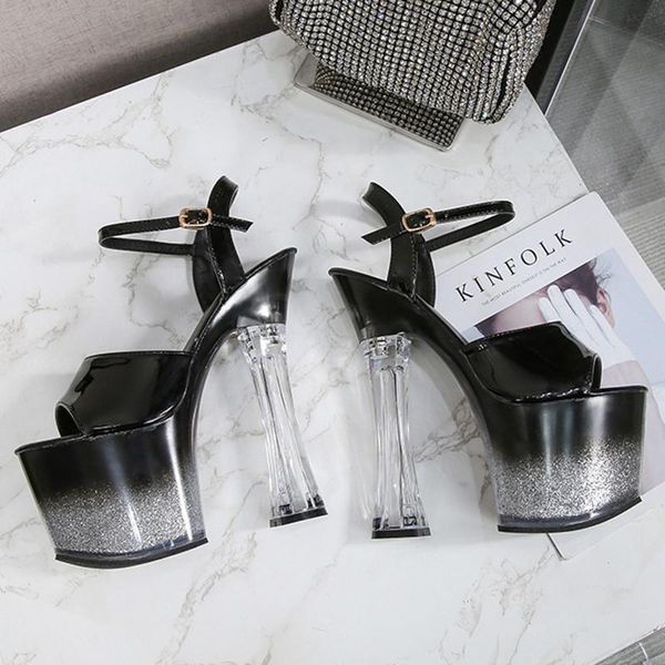 

sandals female gladiator summer shoes ladies high heels plus size 43 women classic 17.5cm fetish dress, Black