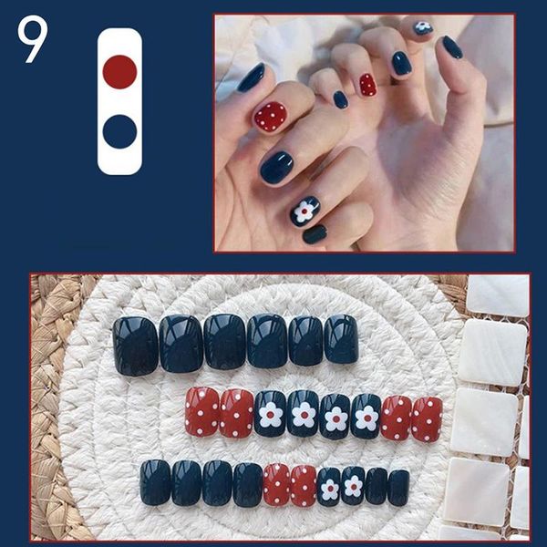 

false nails fashion diy 24 sheets nail art stickers fake finished patch waterproof boxed with 2g glue, Red;gold