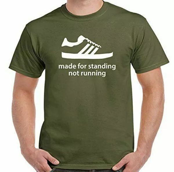 

done for standing not race man funny t-shirt terraces football hooliganism, White;black
