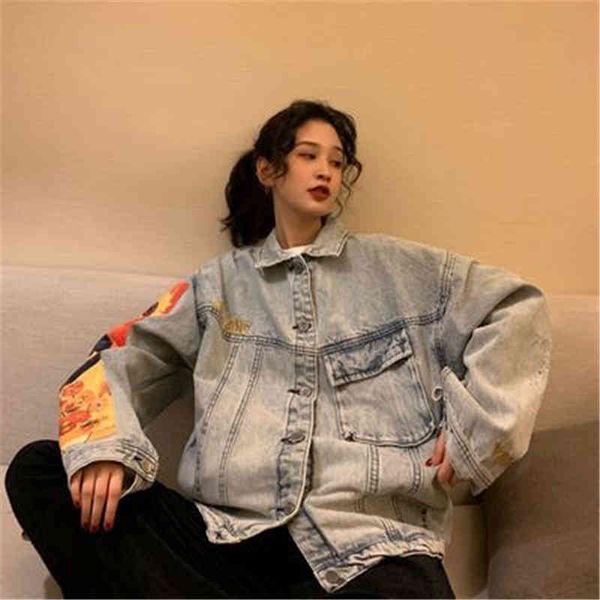 

women's jackets vintage embroidered woman's jean jacket bf oil painting 2sm2, Black;brown