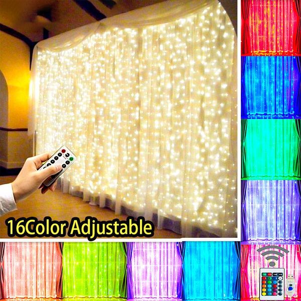 

curtain lights fairy garland remote control usb string on the window christmas decorations for home led strings