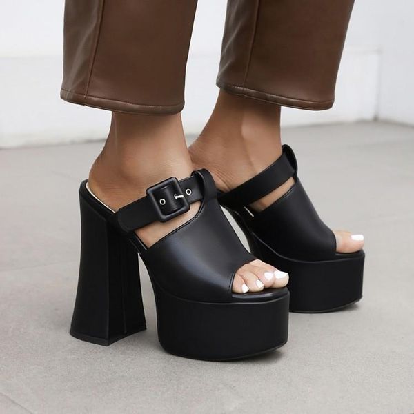 

sandals summer 2021 women's thick heels fish mouth shoes ultra high waterproof platform soled women, Black