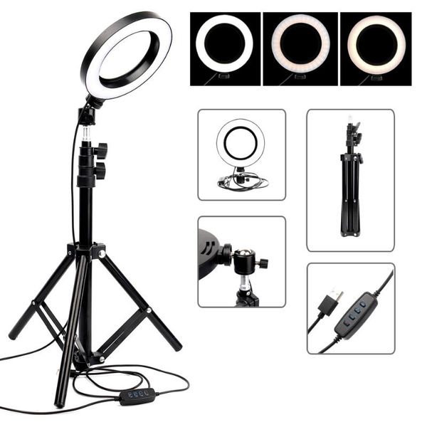 

flash heads 6" 16cm dimmable led ring light 68cm table tripod selfie lamp pographic lighting for makeup youtube video live