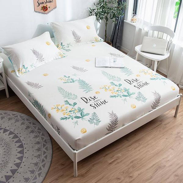 

sheets & sets plant printed fitted sheet for single double bed kids adults 100% cotton (no case) xf749-3