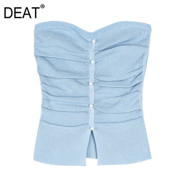 

[deat] summer fashion vest solid color sleeveless tube knitting temperament women tank 13q096 210527, White