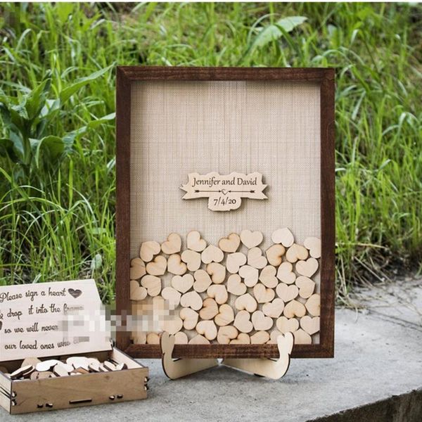 

custom modern wooden wedding bachelorette party guest book, personalize baby shower birthday drop wishing box guestbook other event & su