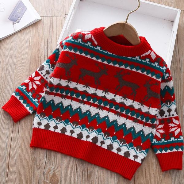 

pullover 2021winter baby red year chrismas sweater, Blue