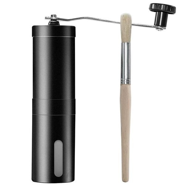 

black 304 stainless steel manual coffee grinder, pepper grinder with cleaning brus grinders