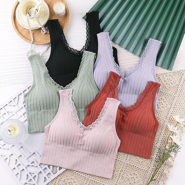 

yoga outfit bra women sport fitness running underwear cotton plus size sports seamless bralette