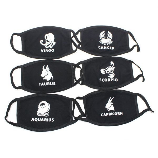 

constellation 12 minous mask zodiac animal print pattern black cotton dust