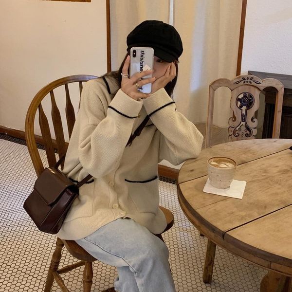 

women's sweaters korean-style sweater, wide shirt with long sleeves, thin jacket buttons nbb1, White;black