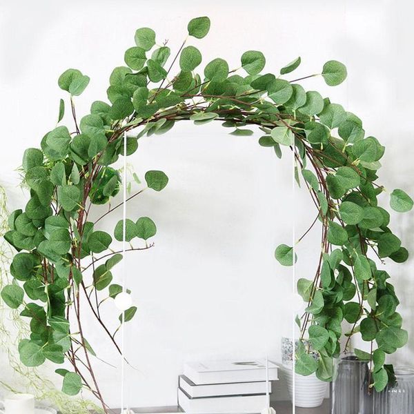 

1.7m/pc artificial silk eucalyptus rattan wedding background wall vines decor home party green flower plant leaves garland decorative flower