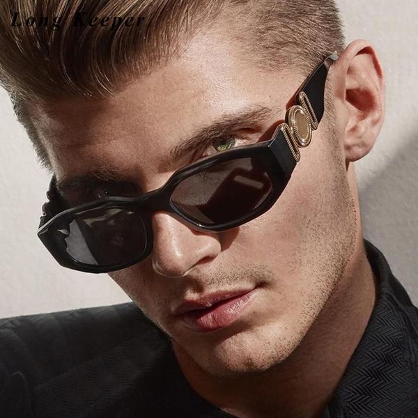 

trendy small steam punk sunglasses women fashion personality irregular sun glasses ins ladies men vintage 90s cat eye gafas, White;black