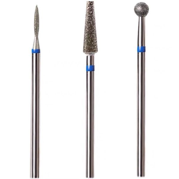 

nail art equipment 3 pcs diamond milling cutter for manicure set electric drill bits removing gel varnish tool, Silver
