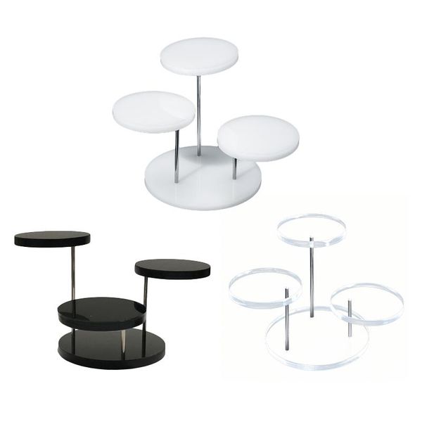 

hooks & rails 3 layers acrylic display stand round jewelry necklace earring ring rotating show rack easy clean plate methodical