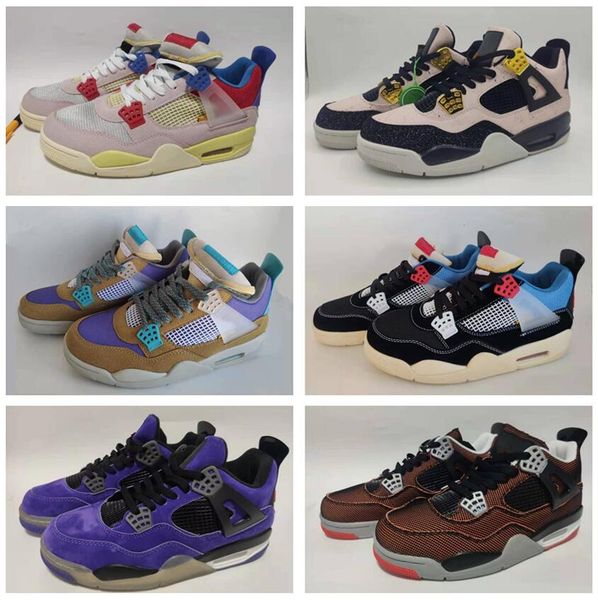 

2022 high 4s 4 basketball shoes university blue white oero shimmer black cat lightning union noir fire bred pure money metallic purple green