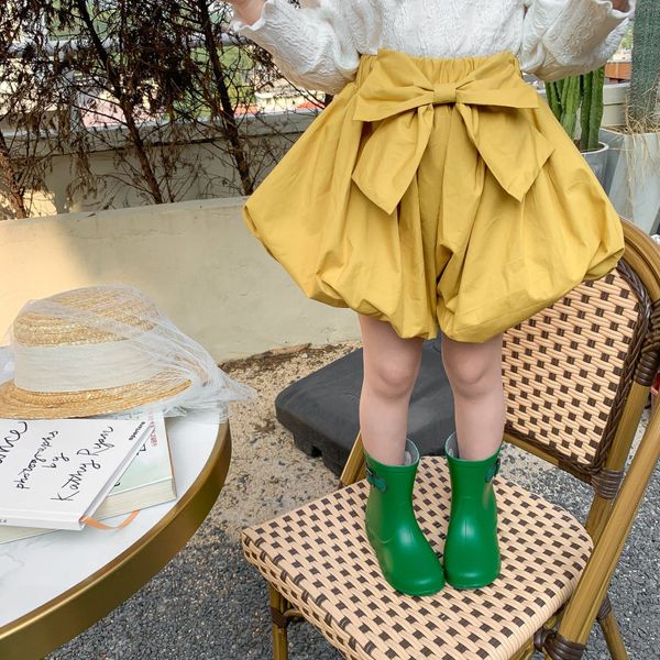

2021 spring new korean style baby girls lantern shorts bowknots solid color pumpkin cute children skirts pants, Blue