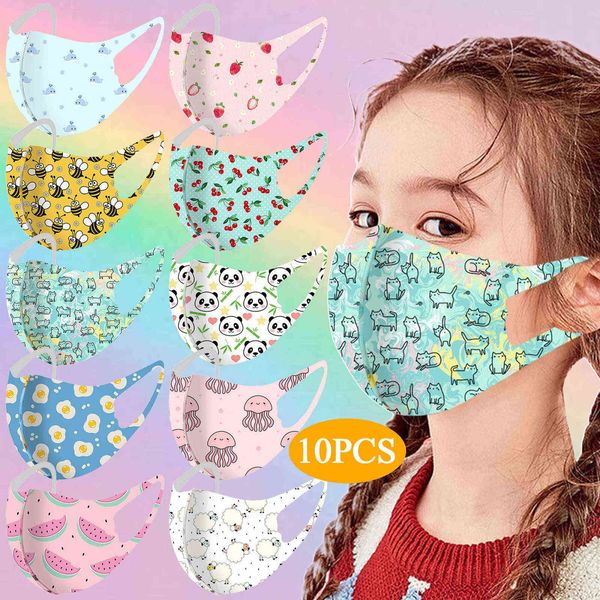 

10pcs child masque reusable washable mascarillas kids breathable mouth caps cover mascarilla monder scarf halloween cosplay mask