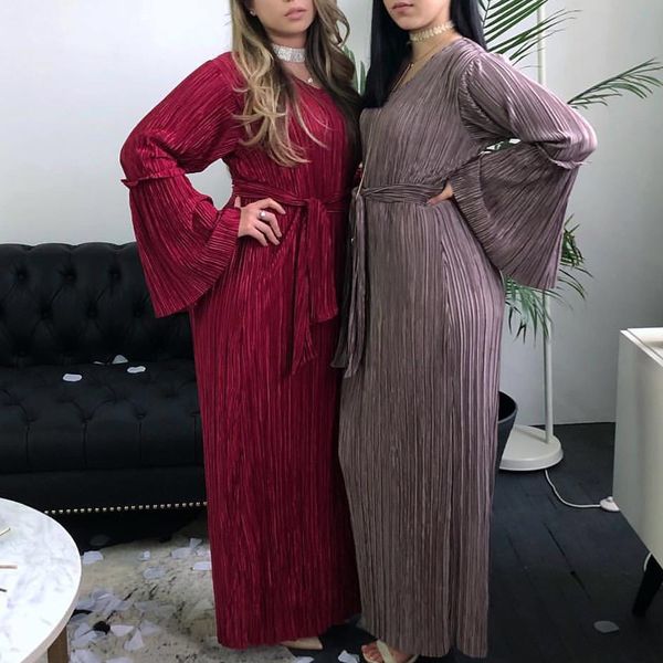 

plus size vestidos abaya dubai kaftan long bandage pleated maxi muslim hijab dress abayas for women turkey islamic clothing omanplus size cl, Red