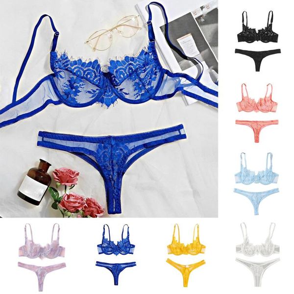 

bras sets lingerie women's underwear mesh babydoll lace flower embroidery bralette bra comfort push up exotic apparel, Red;black