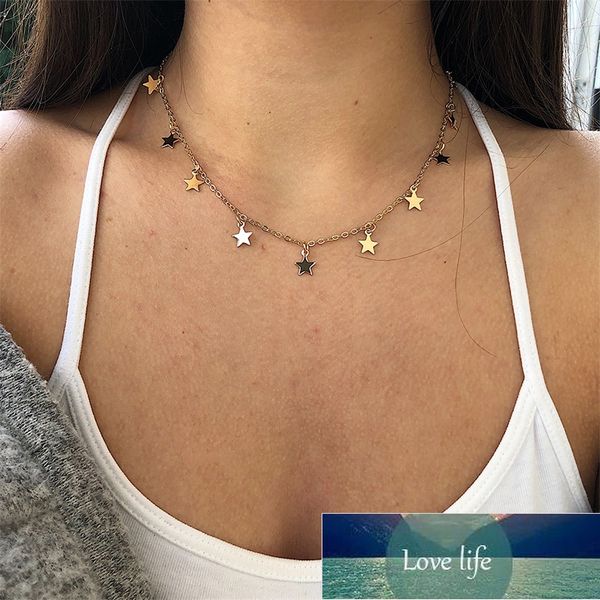 

fashion women jewelry natural alloy the five-pointed star pendant necklace woman choker necklaces, Silver