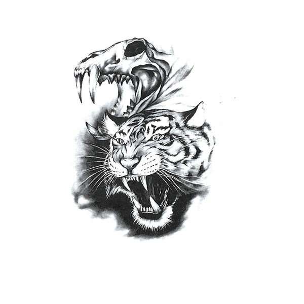 

tattoo paste thai totem tiger wolf big flower arm sticker water transfer waterproof simulation