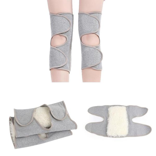 

winter thicken knee support cashmere wool warm sleeve pads protection for women men elbow &, Black;gray