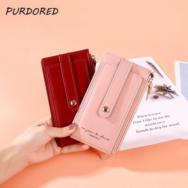 

card holders purdored 1 pc slim holder leather long women bank s case lady female mini cards wallet paspoorthoesje tarjetero, Brown;gray