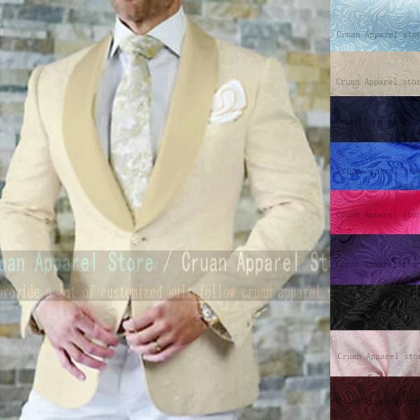 

men's suits & blazers latest beige jacquard wedding men suit 2 pieces slim fit formal groom dress tuxedo male blazer custom jacket with, White;black