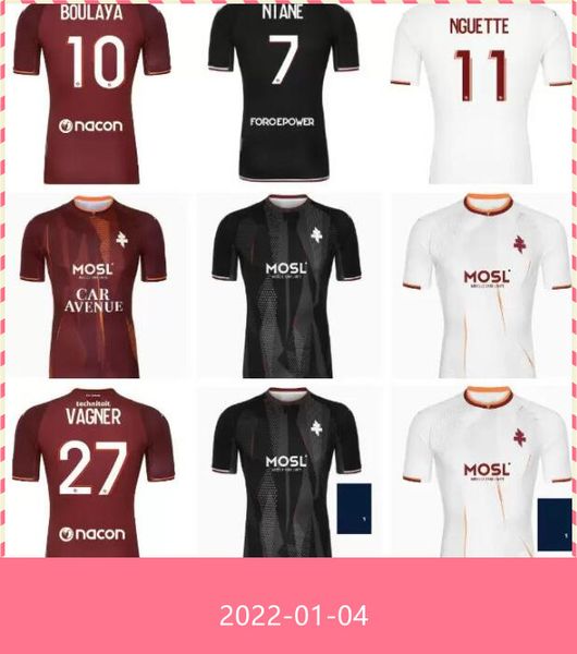 

maillot de foot 21 22 metz soccer jerseys fc 2021 2022 red blue boulaya diallo centonze bronn vagner away third home football, Black;yellow