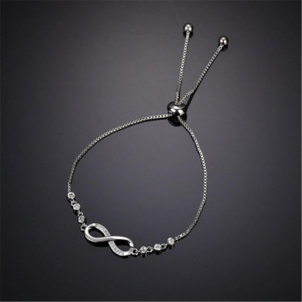

hangzhi fashion zirconia silve color infinity bracelets simple friendship adjustable bracelets for women wedding jewelry gifts, Black