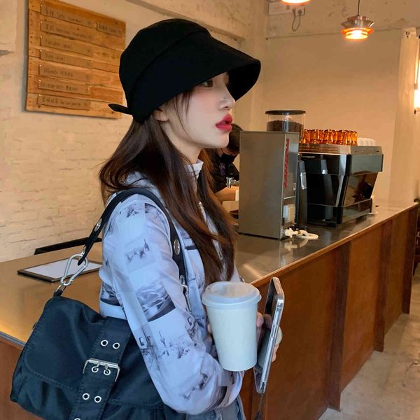 

liangfang ins black hat female fisherman's hat summer thin style big headband cover face sunscreen korean versatile basin hat, Blue;gray