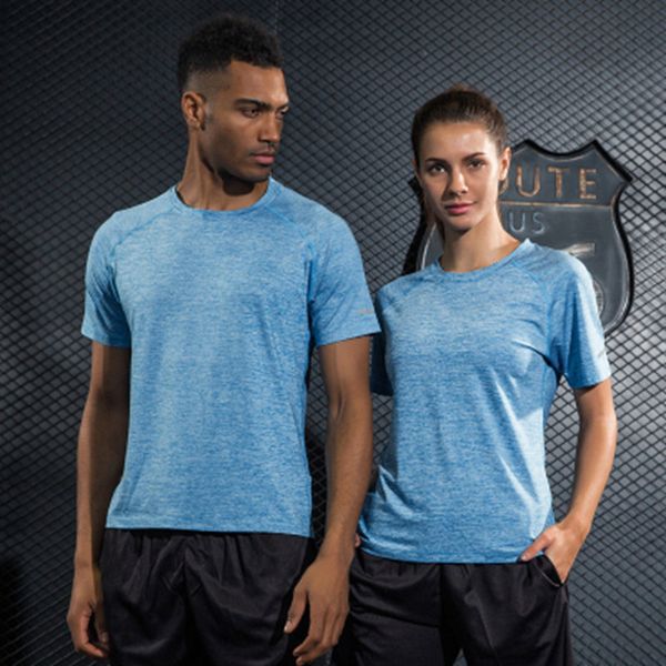 

p12 men women outdoor running wear jerseys t shirt quick dry fitness training clothes gym sports, Black;blue