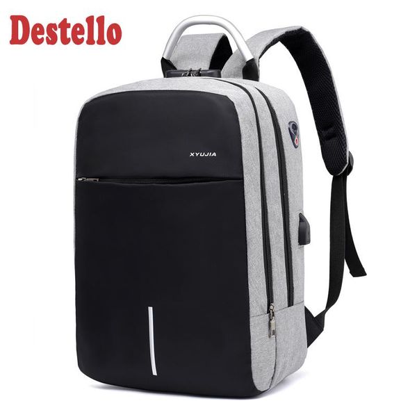 

backpack men waterproof business bags classic combination lock usb interface laplarge capaciy headphone jack