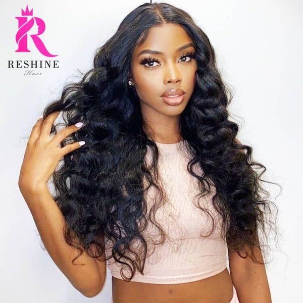 

lace wigs reshine chinese loose deep wave wig 180% transparent closure 5x5 human hair, Black;brown