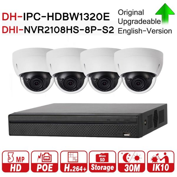 

security camera kit original with logo nvr2108hs-8p-s2 ip ipc-hdbw1320e p2p surveillance cctv system support update systems